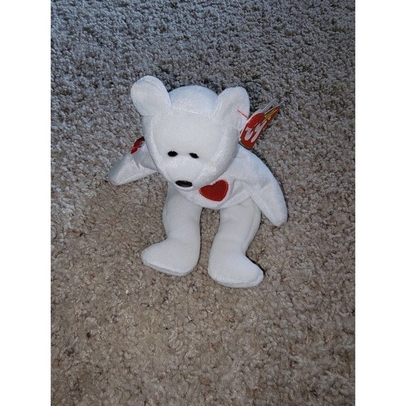 NWT TY Beanie Baby Valentino Bear White With Heart - Picture 2 of 6